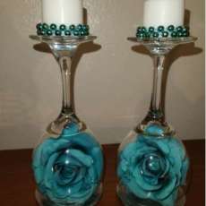 Turquoise Rose Candle Holder