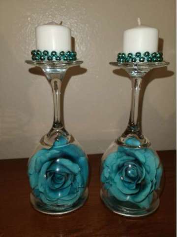 Turquoise Rose Candle Holder