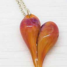 Amber-Purple Art Glass Heart