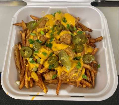Loaded Cheesy Chicken Bites Fries