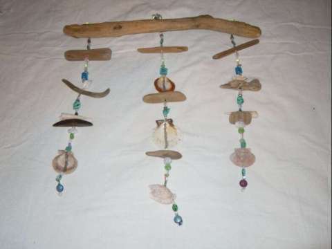 Driftwood, Shells, and Beads Mobile