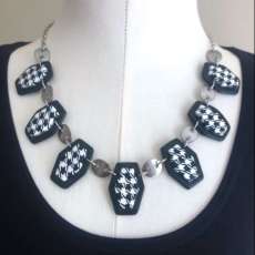 Black and White Houndstooth Statement Necklace