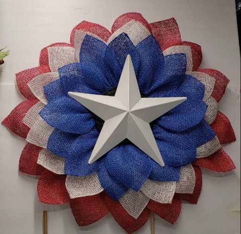 Red, Whitw, and Blue Star Wreath