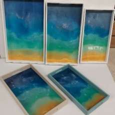 Ocean Scene in Resin in Serving in Trays