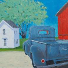 Red Barn, Farmhouse and Old Truck