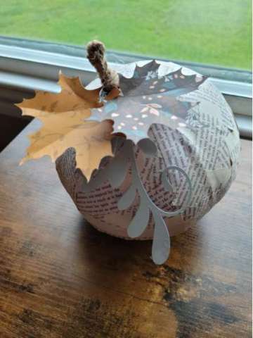 Paper Mache Book Page Pumpkin