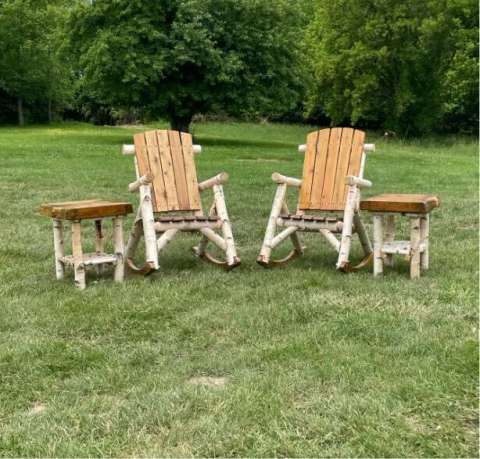 Two Rocking Chairs and Two Side Tables