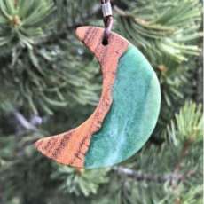 Wood and Resin Moon Pendant