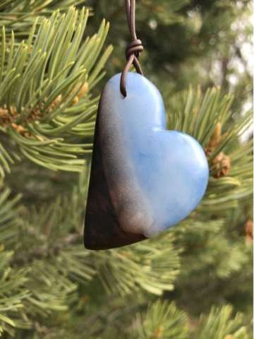 Mahogany and Resin Heart Pendant