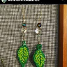Hand Made Clay Leaf Earrings