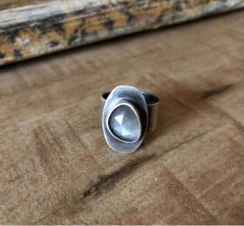 Sterling Silver Ring Gray Moonstone