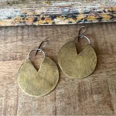 Large Brass V-Line Earrings