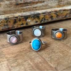 Beaded Button Ring