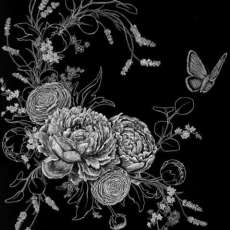 Inverted Pen and Ink Floral Composition