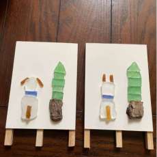 Sea Glass and Wood Dog With Tree