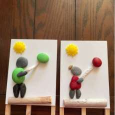 Rock and Resin Children With Balloons