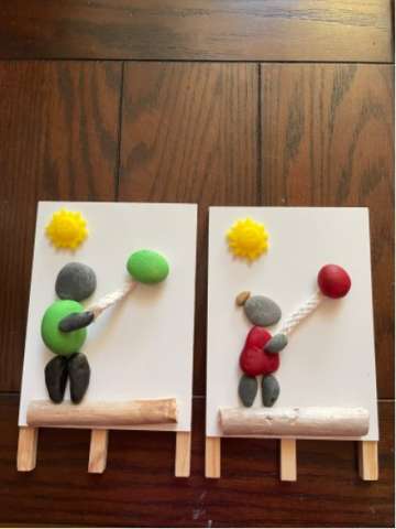 Rock and Resin Children With Balloons