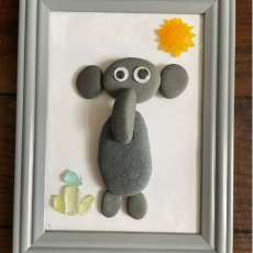 Rock, Resin and Sea Glass Elephant