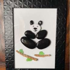 Rock Panda With Sea Glass and Driftwood Bamboo