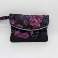 Black/Rose Foldover Clutch
