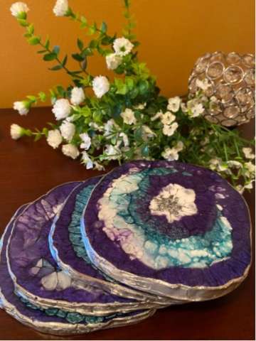 Purple, Teal and Silver Coasters