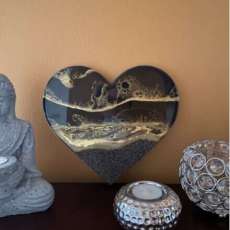 Black and Gold Resin Heart