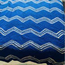 Blue-Grey Chevron Patterned Throw
