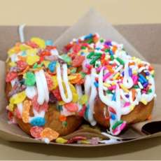 Fruity Pebbles and Sprinkles Mini Donuts