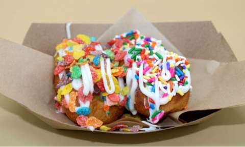 Fruity Pebbles and Sprinkles Mini Donuts