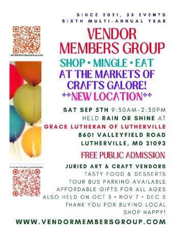 Sept 5, 2026 Market of Crafts Galore!
