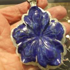 Sterling Silver and Hand Carved Lapis Pendant