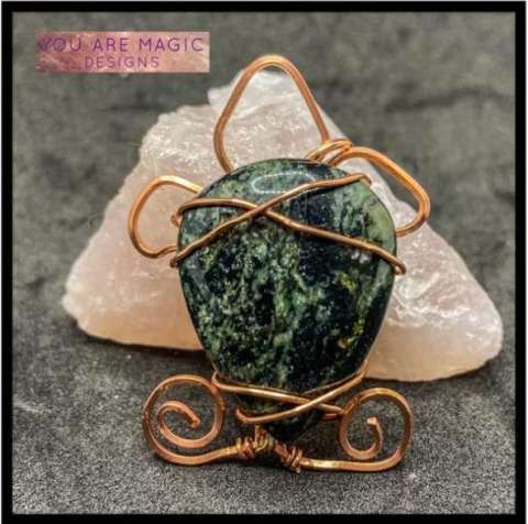 Kambaba Jasper Turtle Copper Wrap