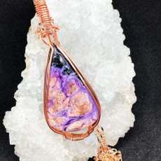Charoite Copper Wrapped Pendant