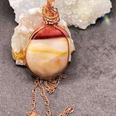 Mookaite Jasper Copper Wrapped Pendant