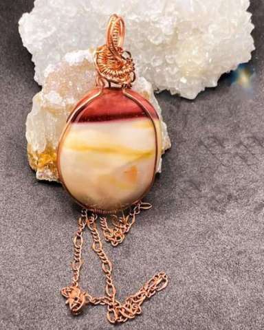 Mookaite Jasper Copper Wrapped Pendant