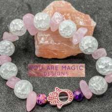 Rose Quartz and Glass Beads Healing Bracelet