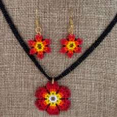 Huichol Flower Earrings and Necklace