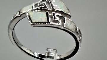 Sterling Silver Greek Ring With White Opal