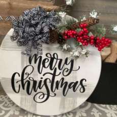 Merry Christmas Gray Plaid