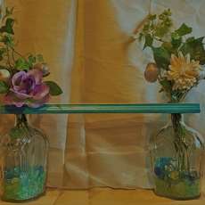 Table Shelf With Built-In Double Vases