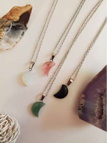 Gemstone Moon Necklaces