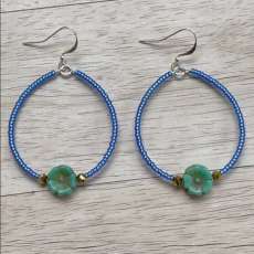 Beaded Flower Hoop Earrings