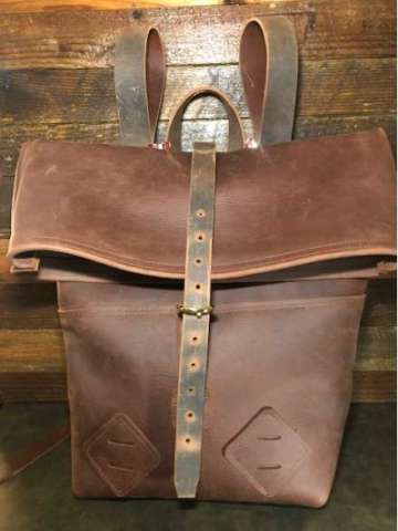 Leather Roll Top Back Pack