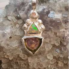 Opal and Tourmaline in Silver