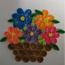 Quilled Basket of Flowers