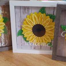 3d Framed Welcome Sunflowers