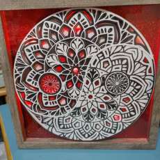 3d Framed Yin/Yang With Red Lights