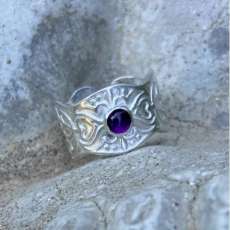 Sterling Silver W/ Amethyst Adjustable Ring