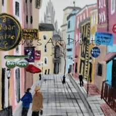 Street Scene in Cork, Ireland - 8 X 10 Acrylic on Canvas
