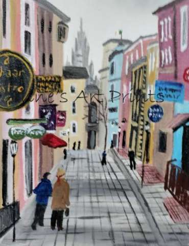 Street Scene in Cork, Ireland - 8 X 10 Acrylic on Canvas